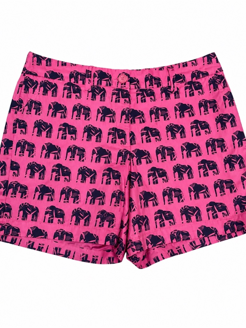 Crown & Ivy Elephant Print Shorts Pink Navy Size 8 Preppy Summer
